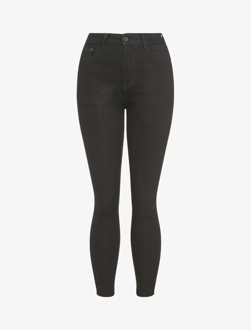 Skinny jeans met hoge taille - Zwart