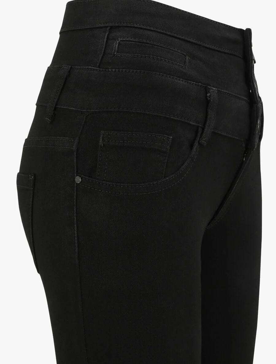 Skinny jeans effen met empire taille - Zwart - Image 3