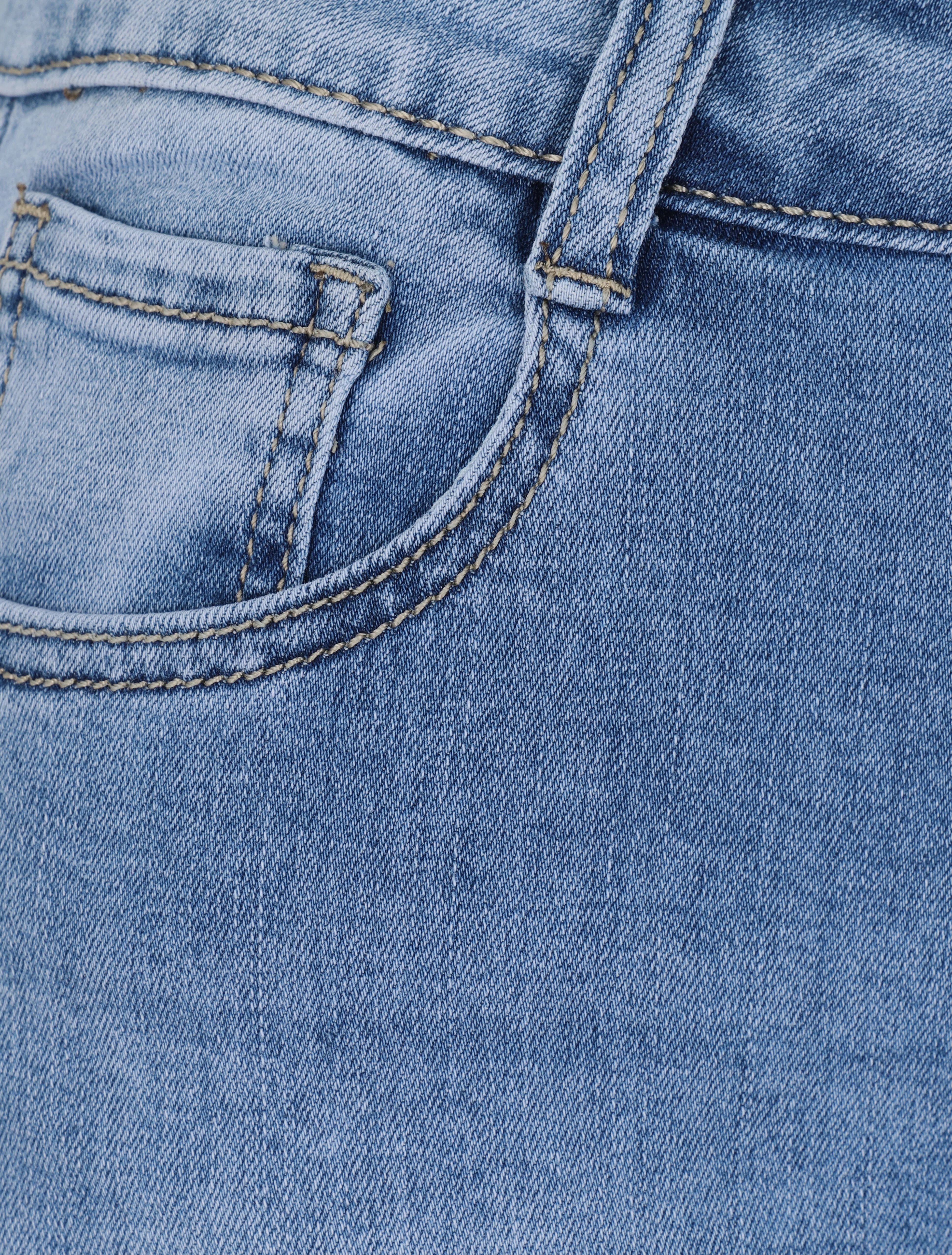 Skinny jeans met hoge taille en ruwe randen - Lichtblauw - Image 3
