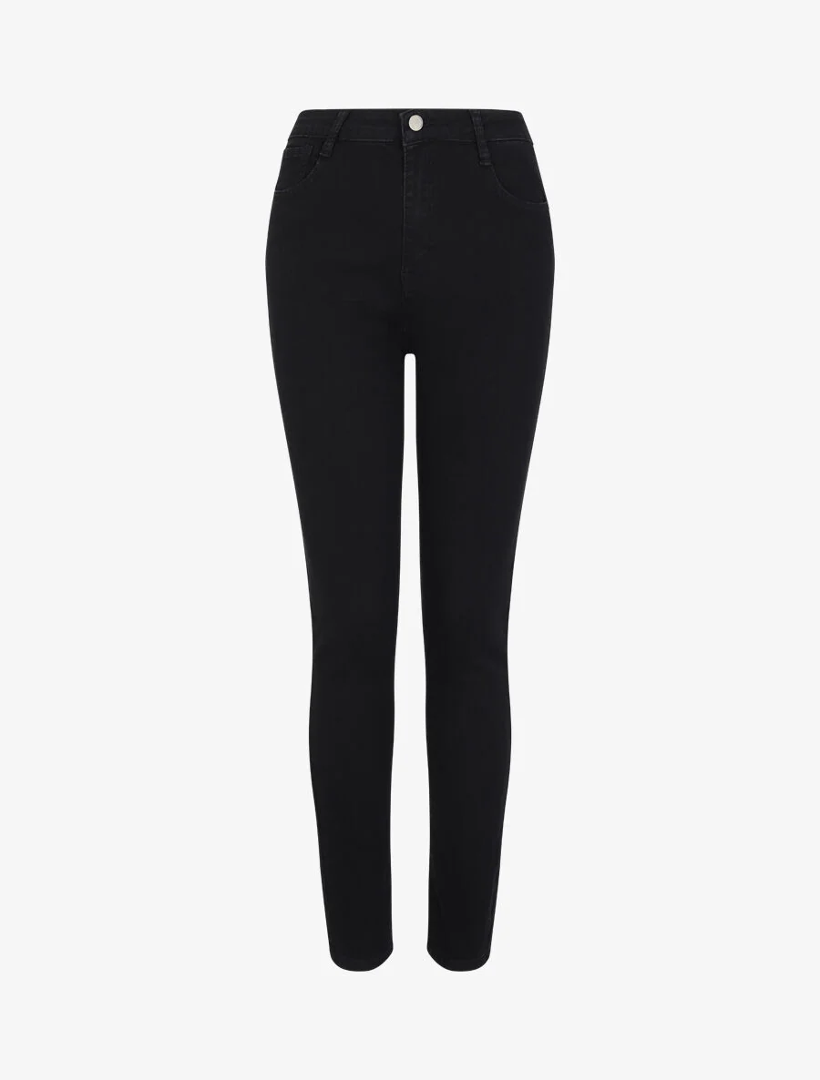Skinny jeans met hoge taille in grote maat - Zwart