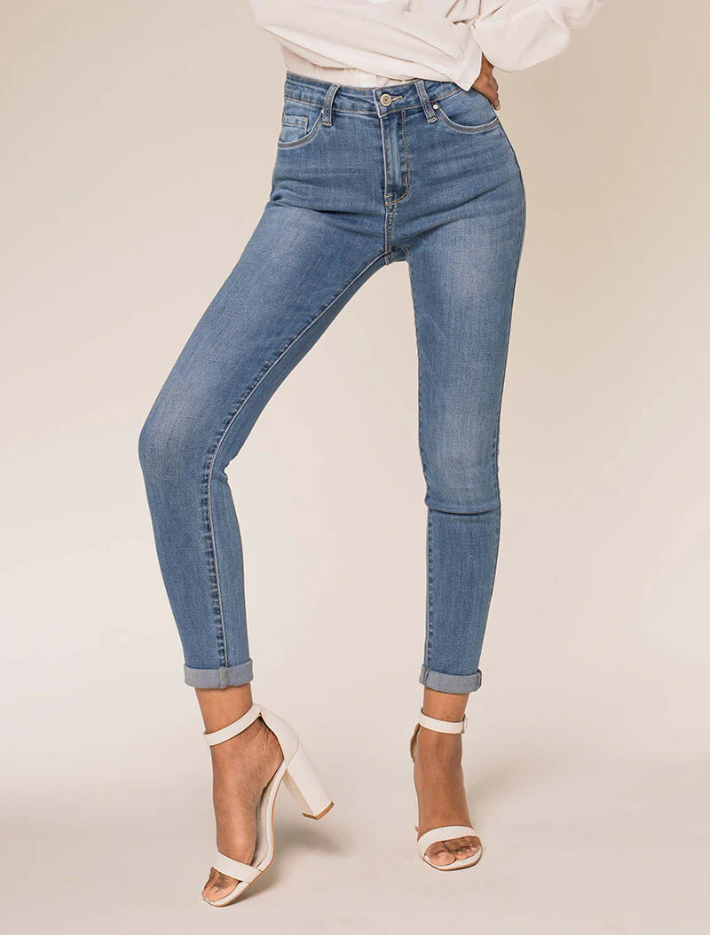 Licht vervaagde skinny jeans - blauw denim