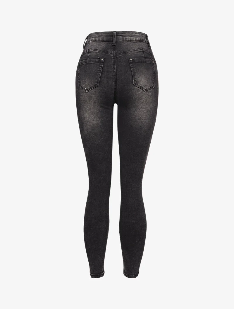 Skinny jeans met contrasterende stiksels aan de achterkant - Donkergrijs - Image 2