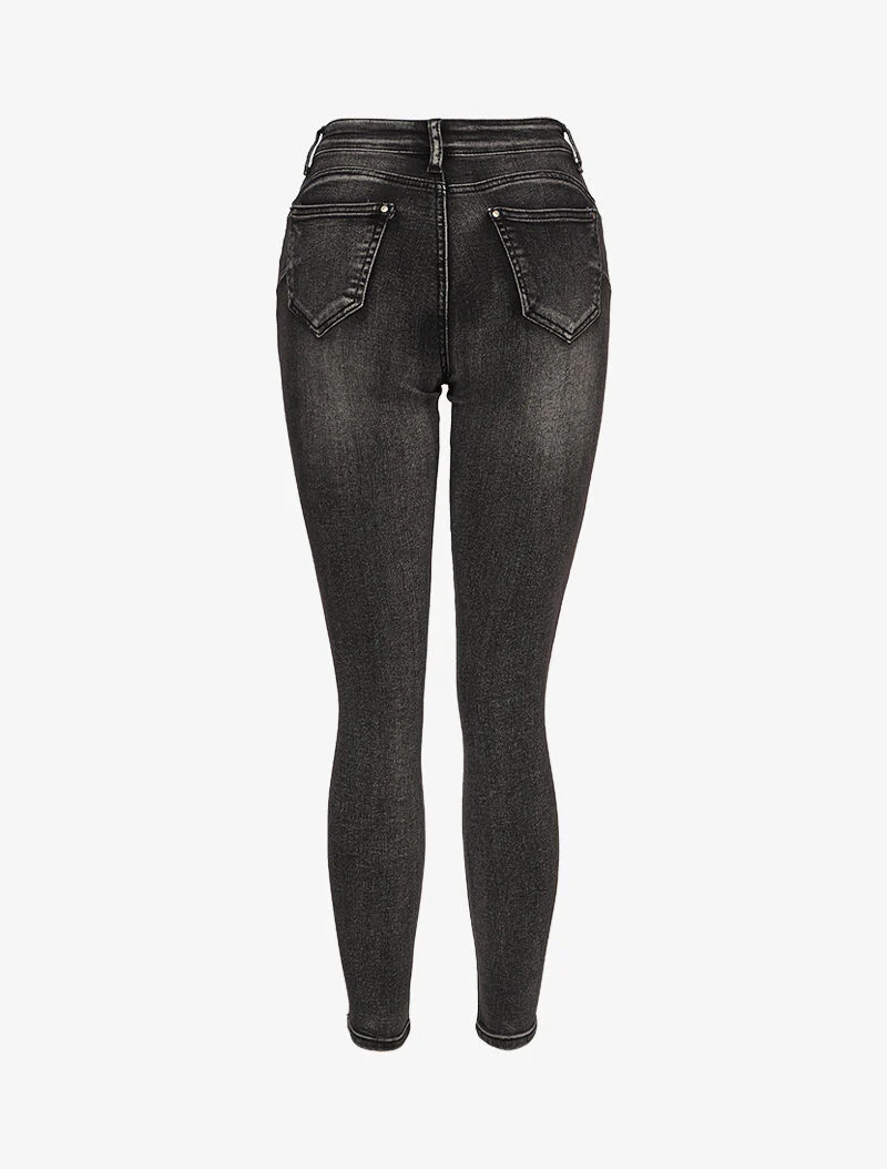 Skinny jeans met contrasterende stiksels op de achterzakken - Donkergrijs - Image 2