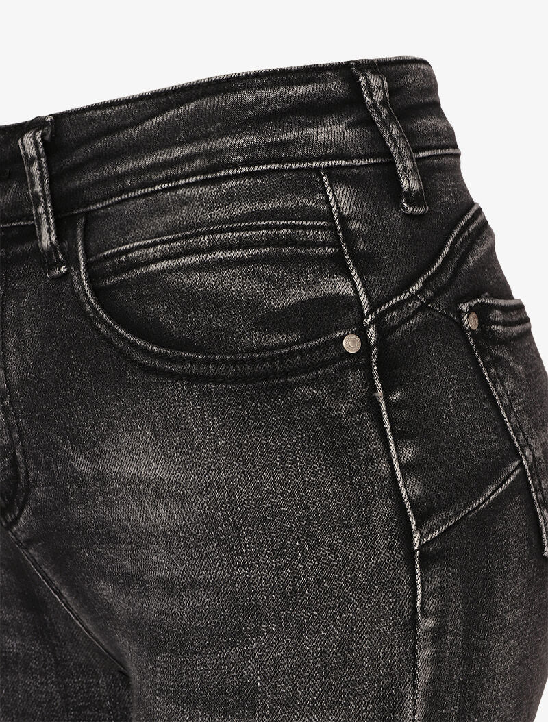 Skinny jeans met contrasterende stiksels op de achterzakken - Donkergrijs - Image 3