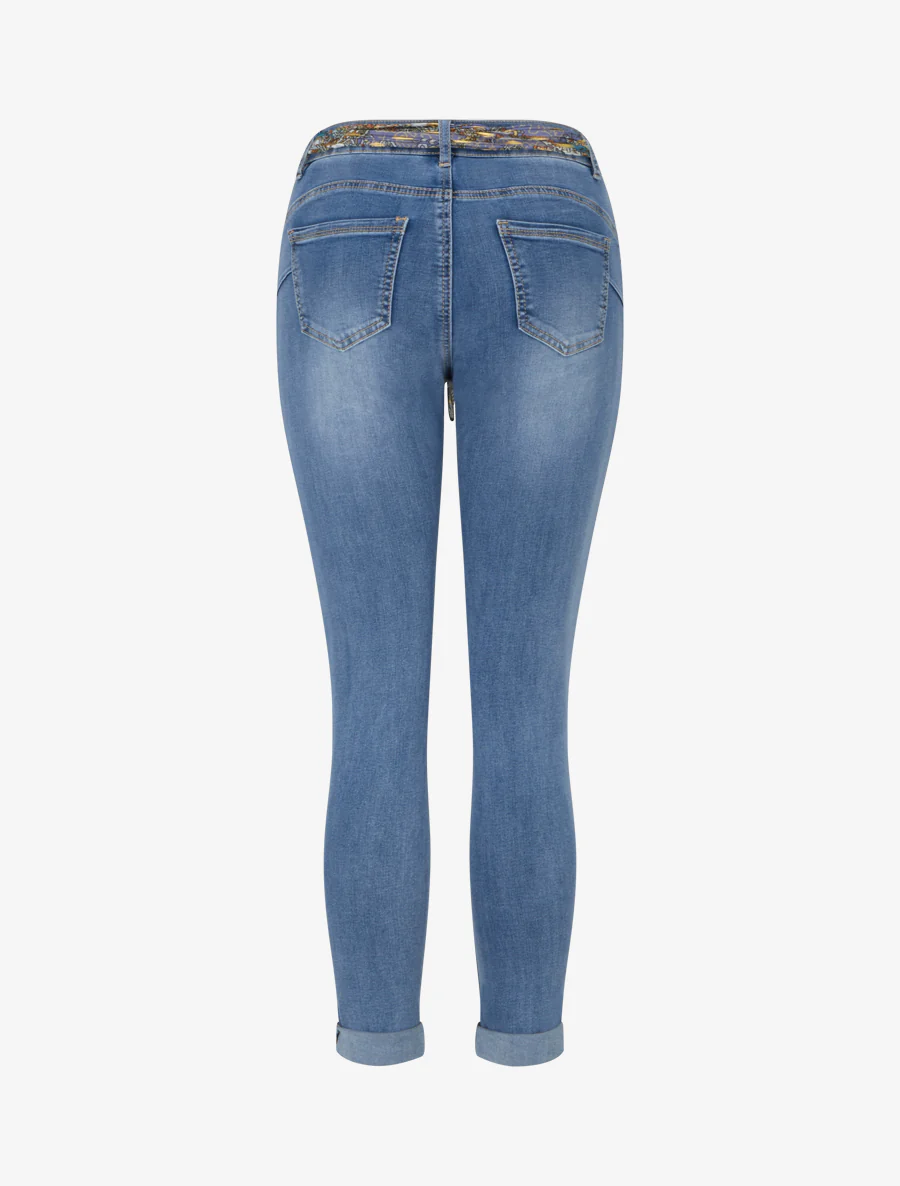 Skinny jeans met fantasiezoom en riem - Blauw - Image 2