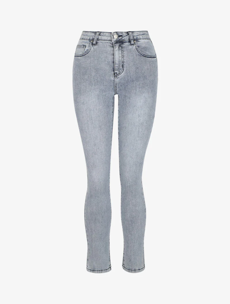 Skinny jeans met gebleekt effect - Lichtblauw