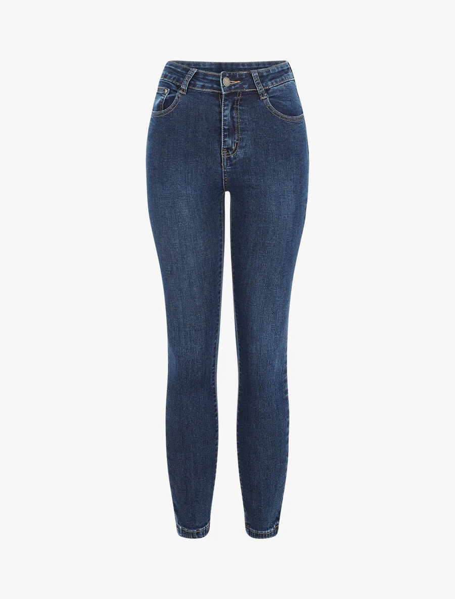 Skinny jeans met hoge taille - Blauw