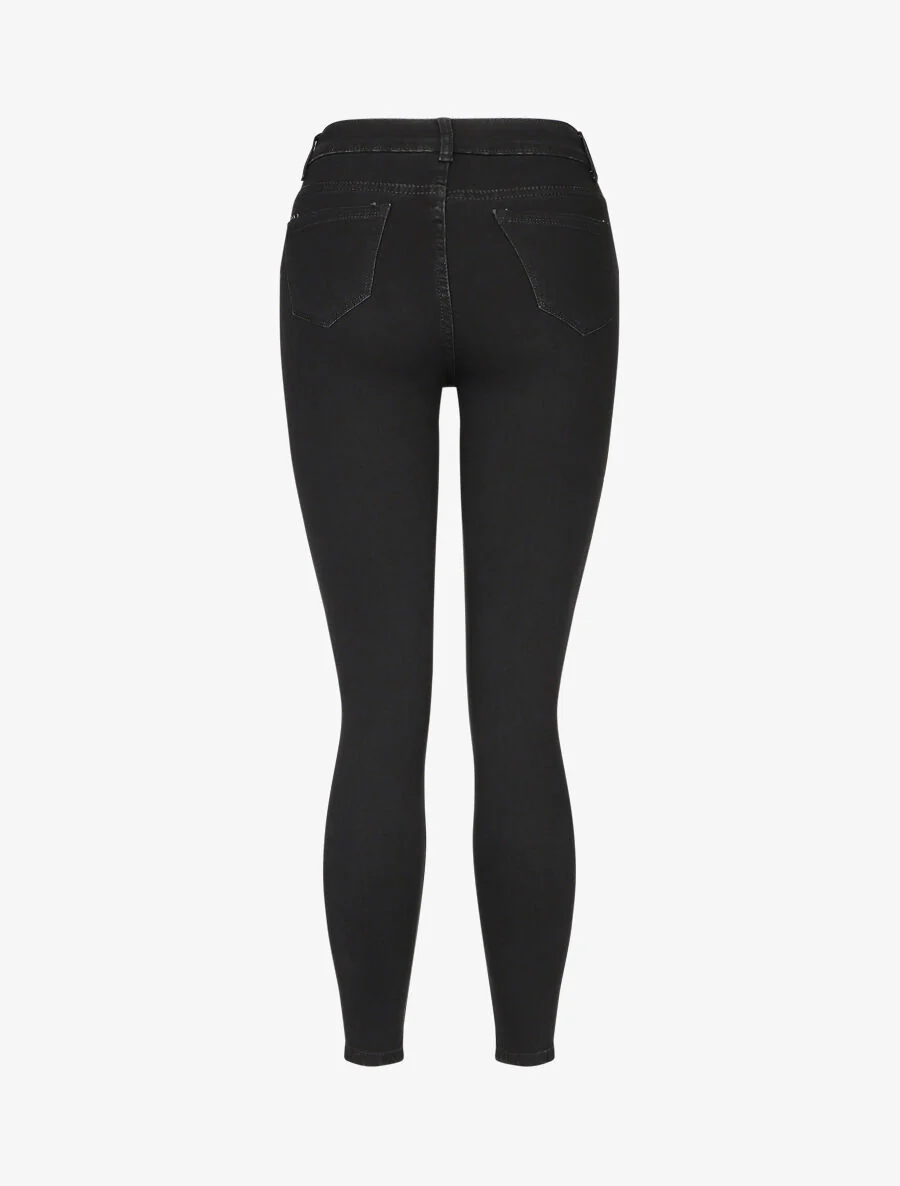 Skinny jeans met hoge taille en strass steentjes - zwart - Image 2