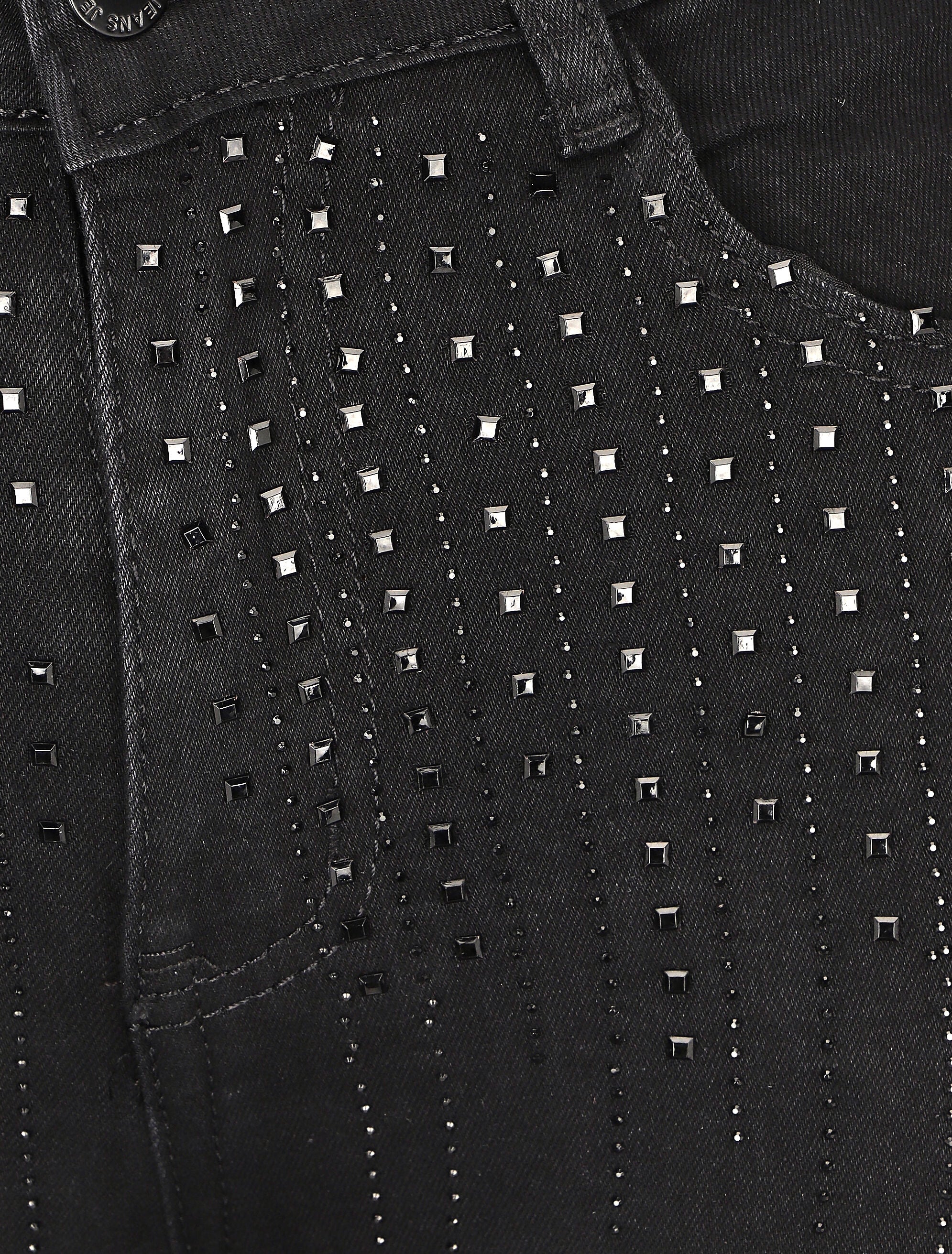 Skinny jeans met hoge taille en strass steentjes - zwart - Image 3