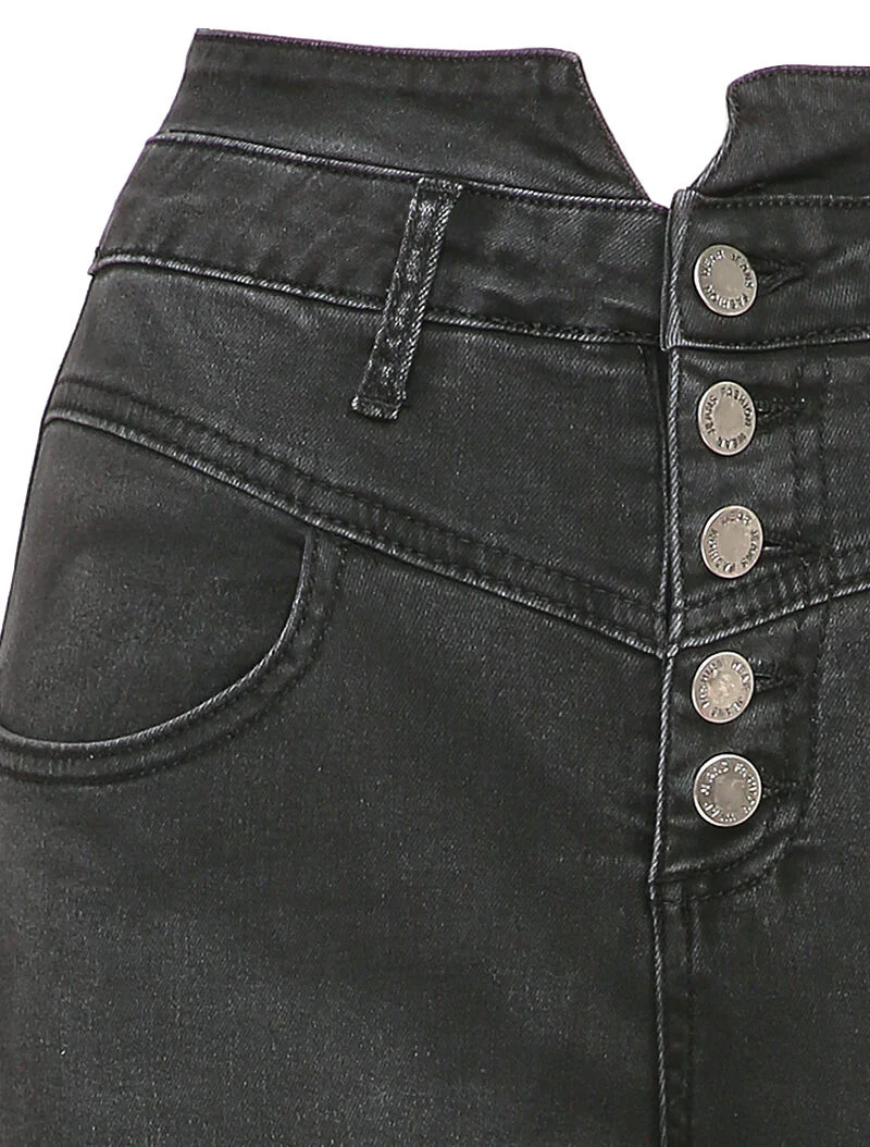 Skinny jeans met knoopsluiting - Donkergrijs - Image 3