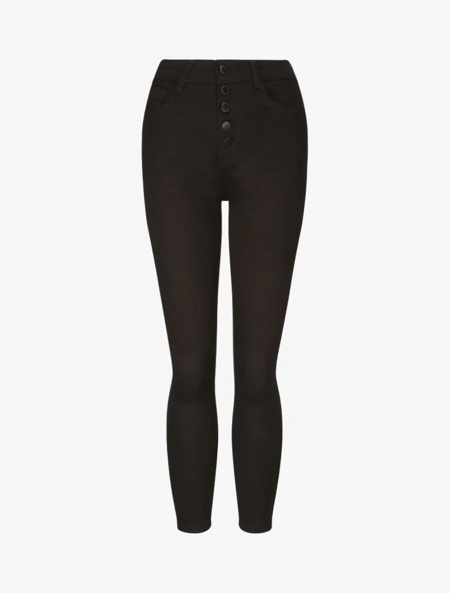 Skinny jeans met knoopsluiting - Zwart