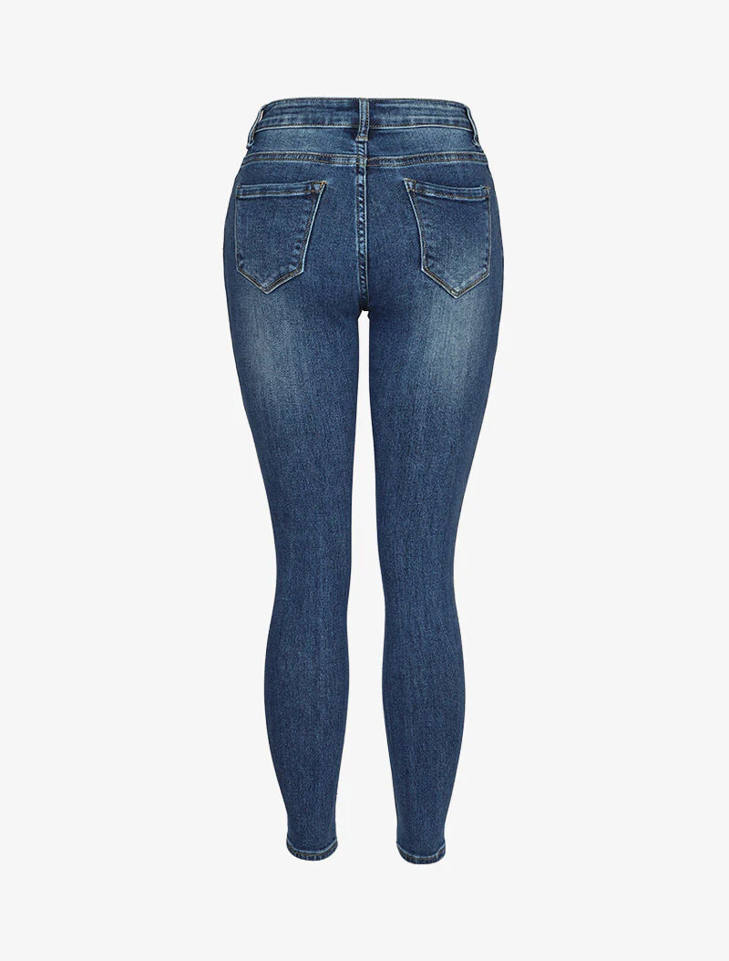 Skinny jeans met knoopsluiting - Blauw denim - Image 2