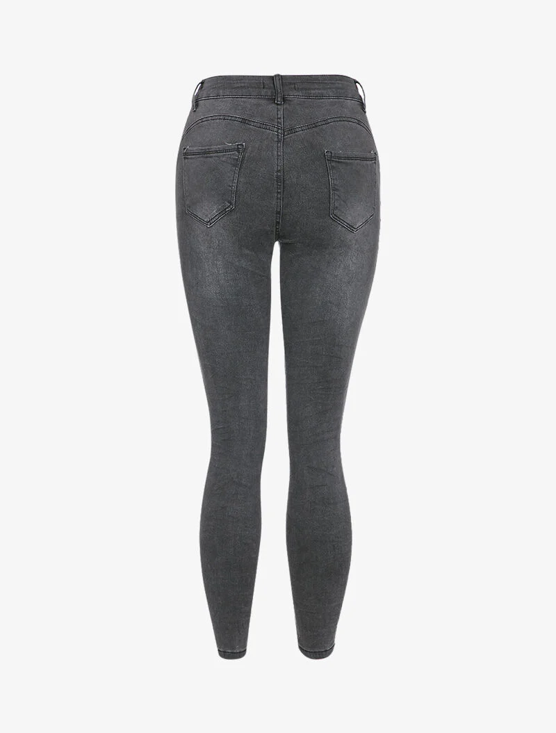 Skinny jeans met kreukel-effect - Donkergrijs - Image 2