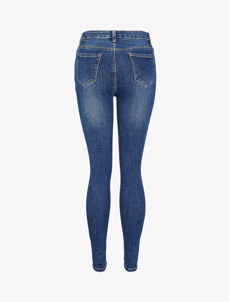 Skinny jeans met omgeslagen randen - Blauw denim - Image 2