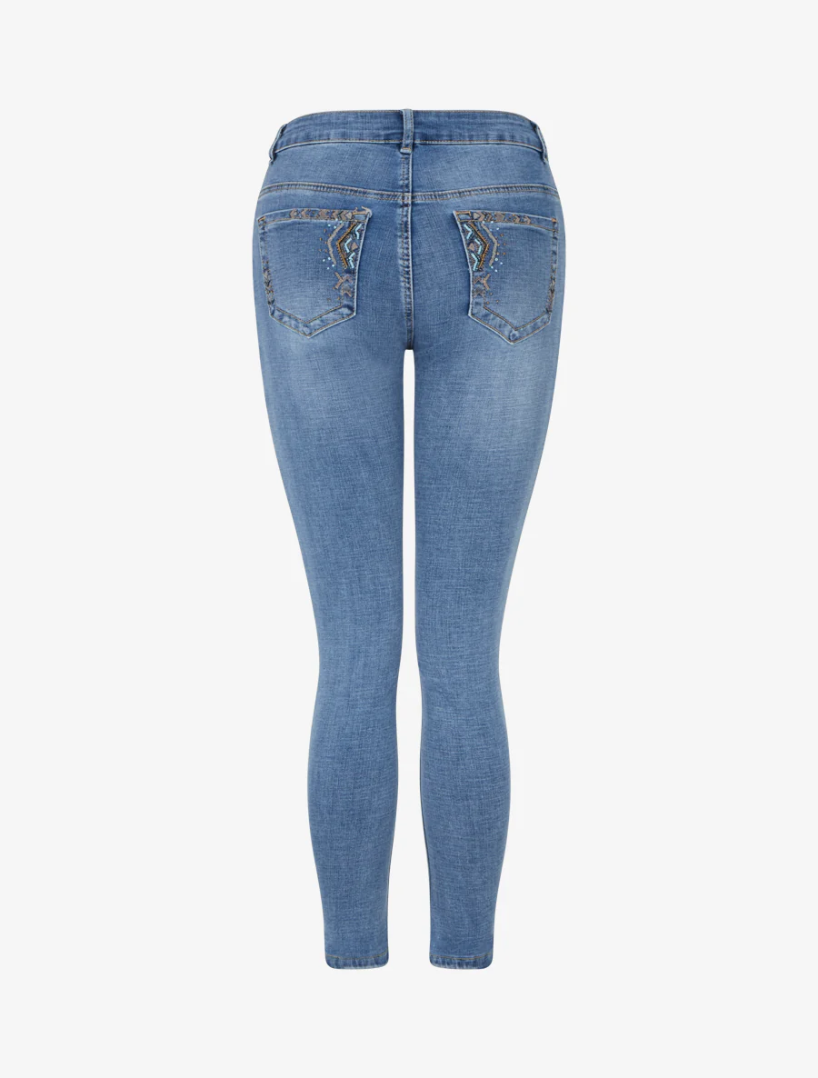 Skinny jeans met parelzakken - Blauw - Image 2