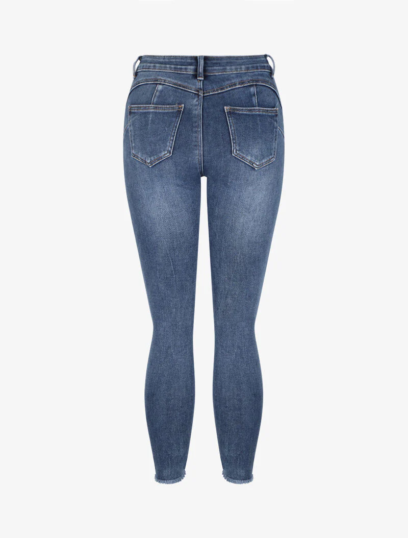 Skinny jeans met rafelige rauwe randen - Blauw - Image 2