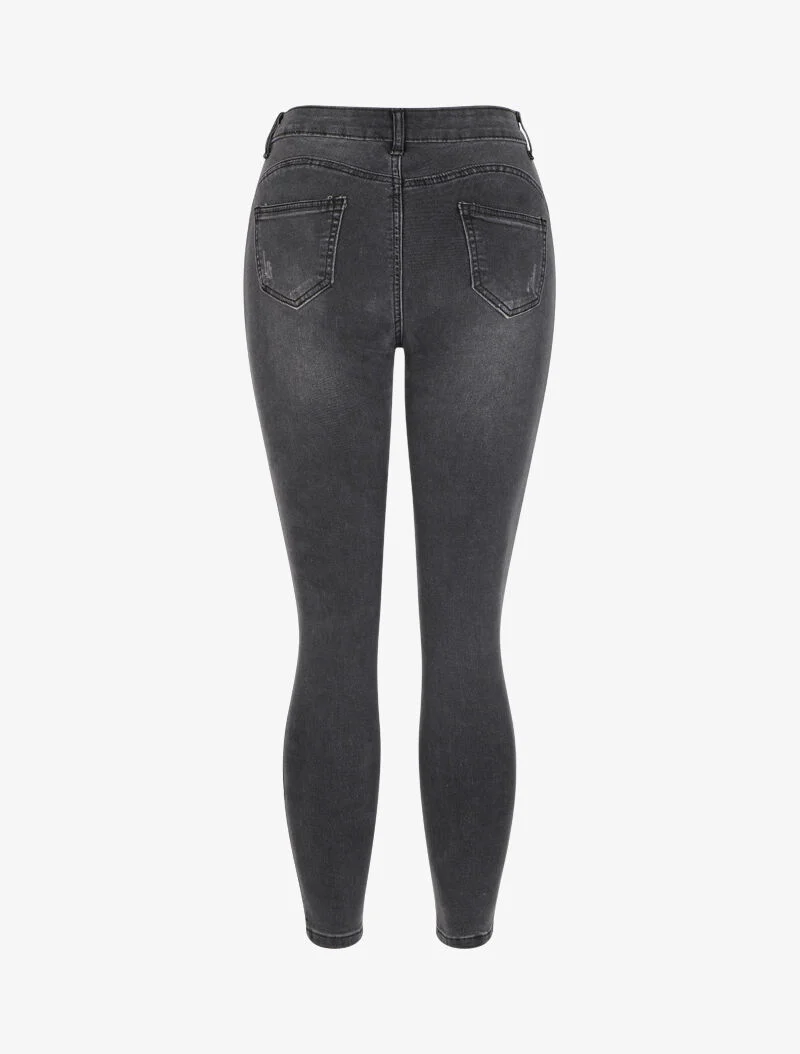 Skinny jeans met scheuren - Grijs - Image 2