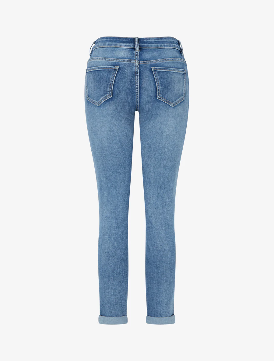 Skinny jeans met sierlijke zoom en riem - Blauw - Image 2