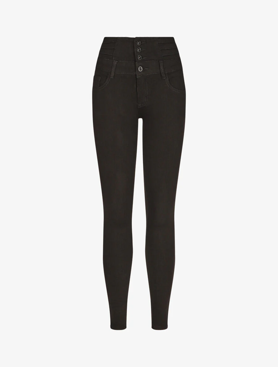 Skinny jeans met slanke buik effect - Zwart