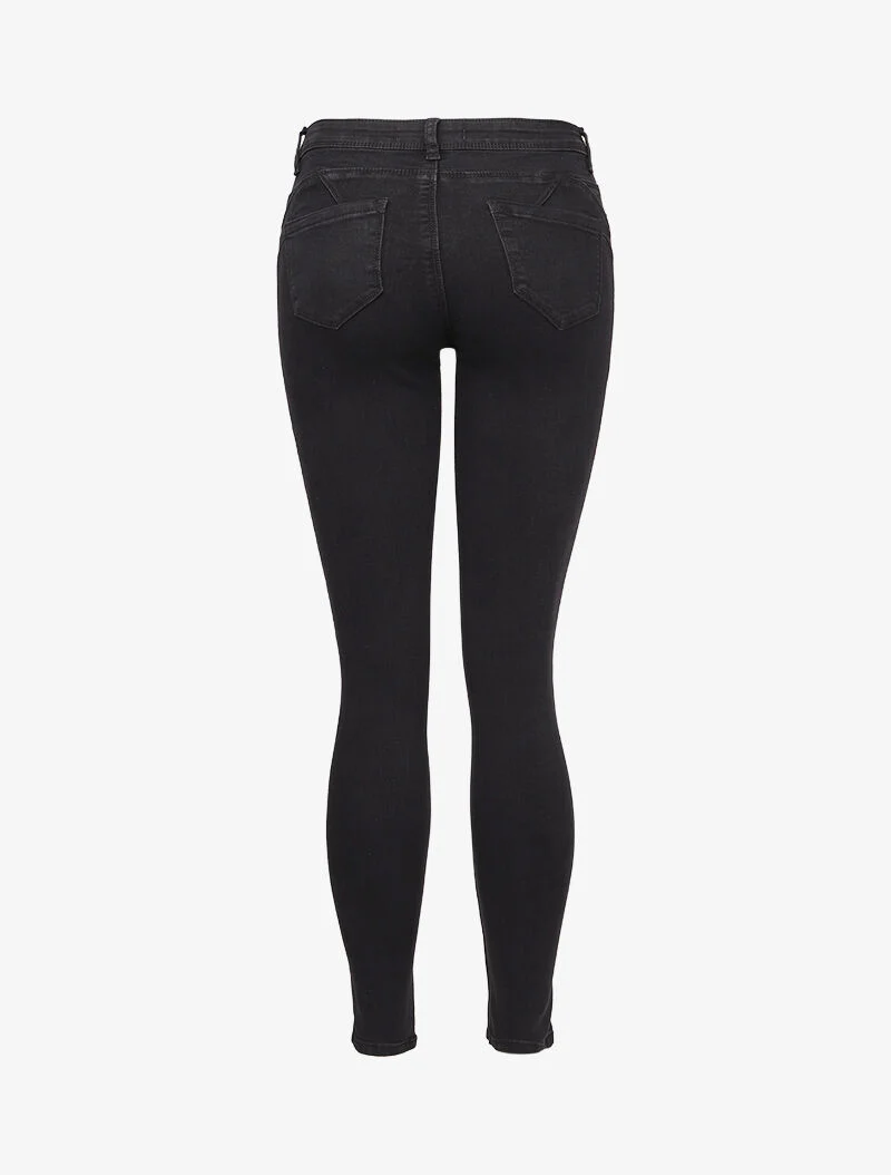 Skinny jeans met standaard taille in effen kleur - Zwart - Image 2
