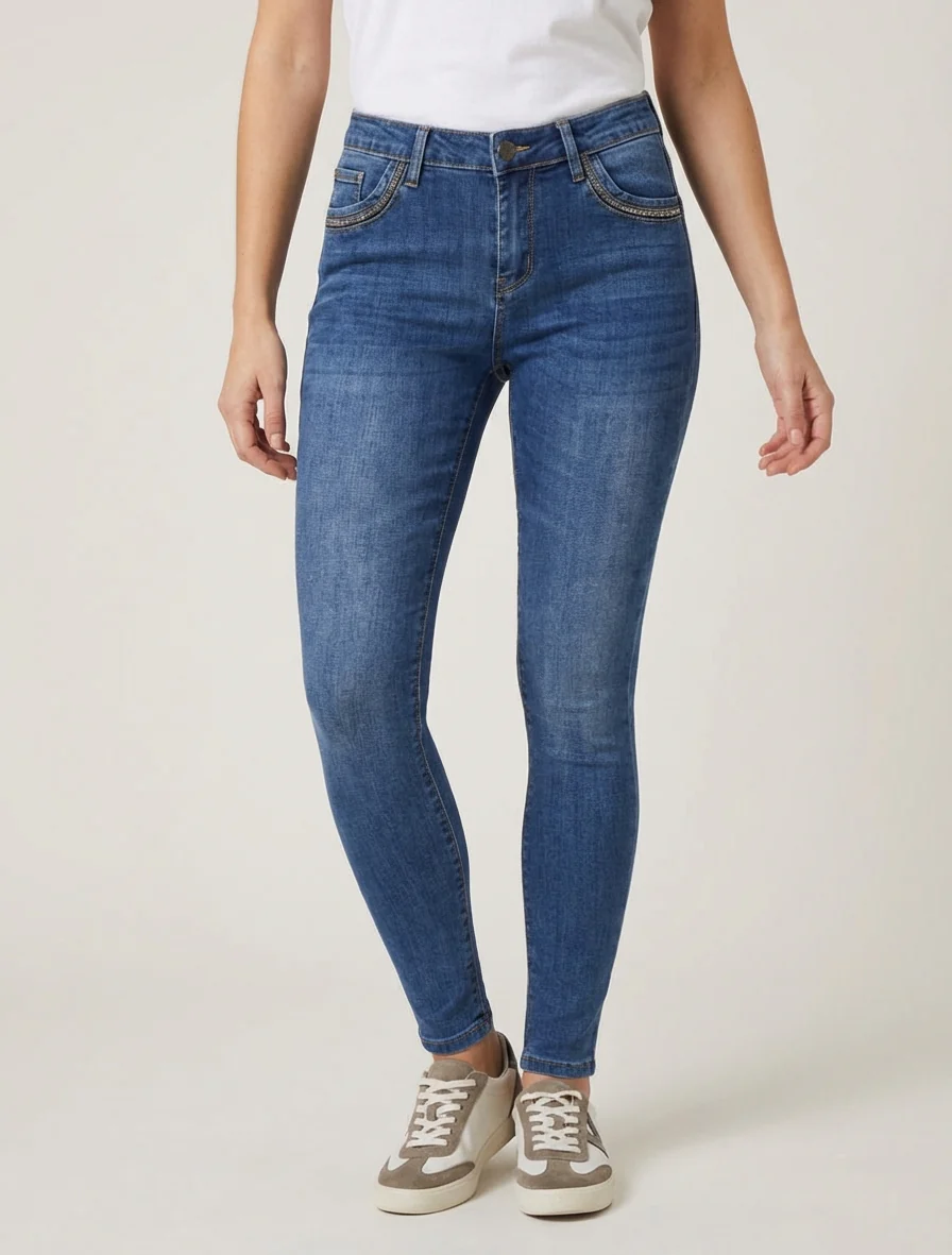 Skinny jeans met strassteentjes zakken - Blauw - Image 4