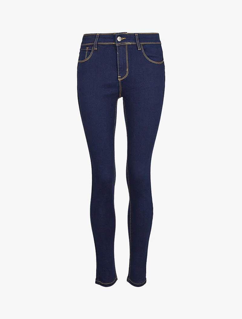 Skinny jeans met zichtbare stiksels - Blauw - Image 3