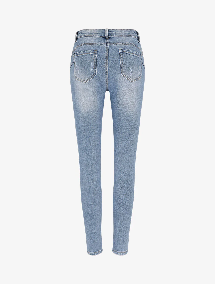 Skinny push up jeans gescheurd - Lichtblauw - Image 2