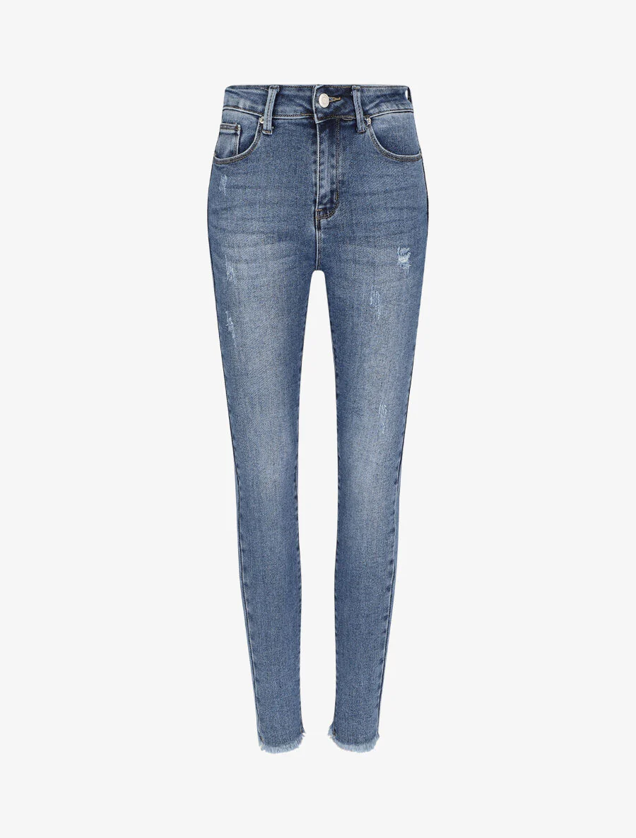 Skinny push-up jeans met scheuren - Blauw
