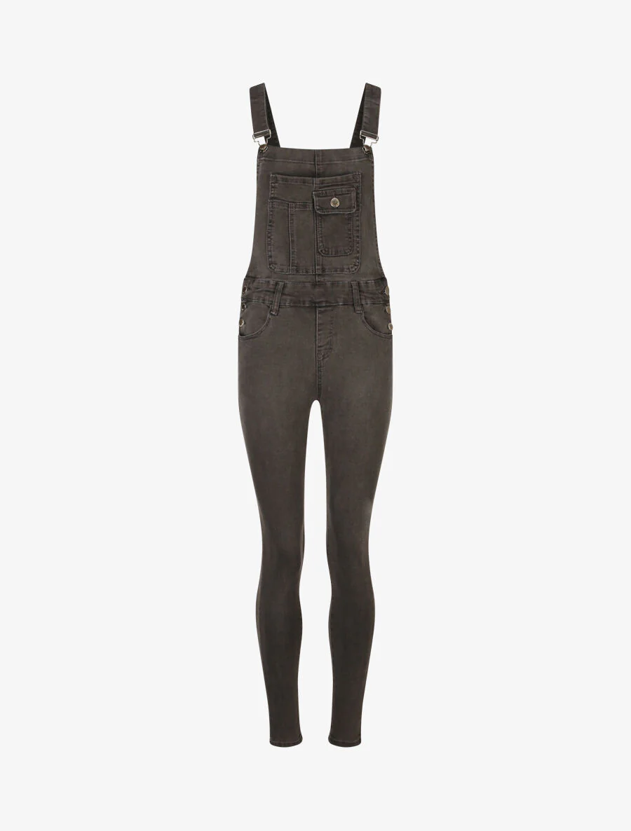 Skinny jeans salopette - Grijs