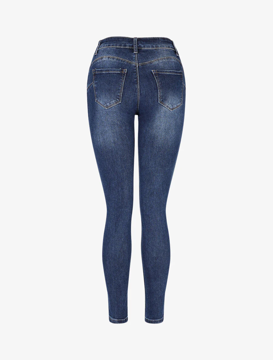 Skinny push-up jeans met gescheurde details - Denim blauw - Image 2