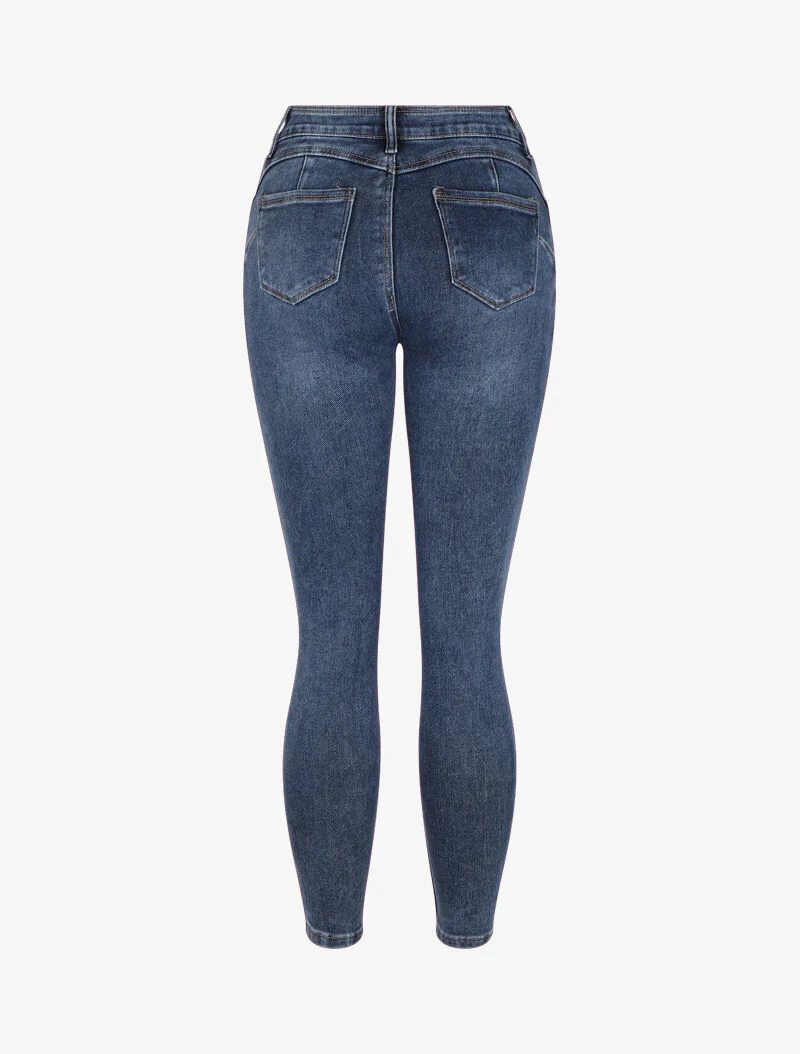 Skinny stretch jeans met krassen en gewassen - Blauw - Image 2