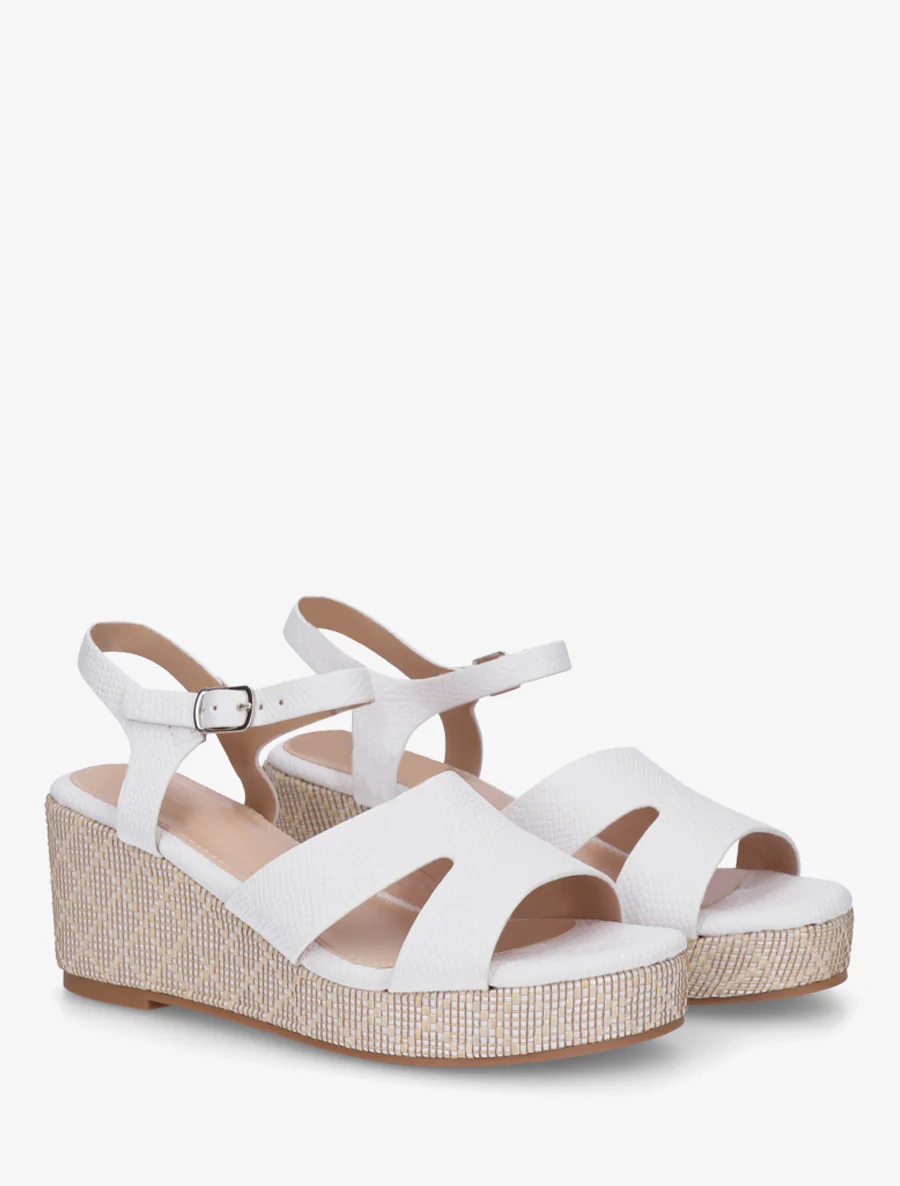 Slangenprint sleehak sandalen - Wit - Image 4