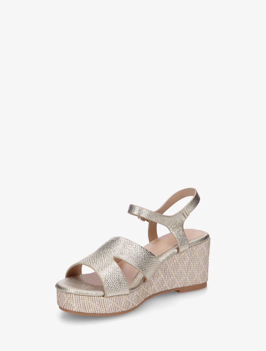 Slangenprint sleehak sandalen - Goud - Image 3