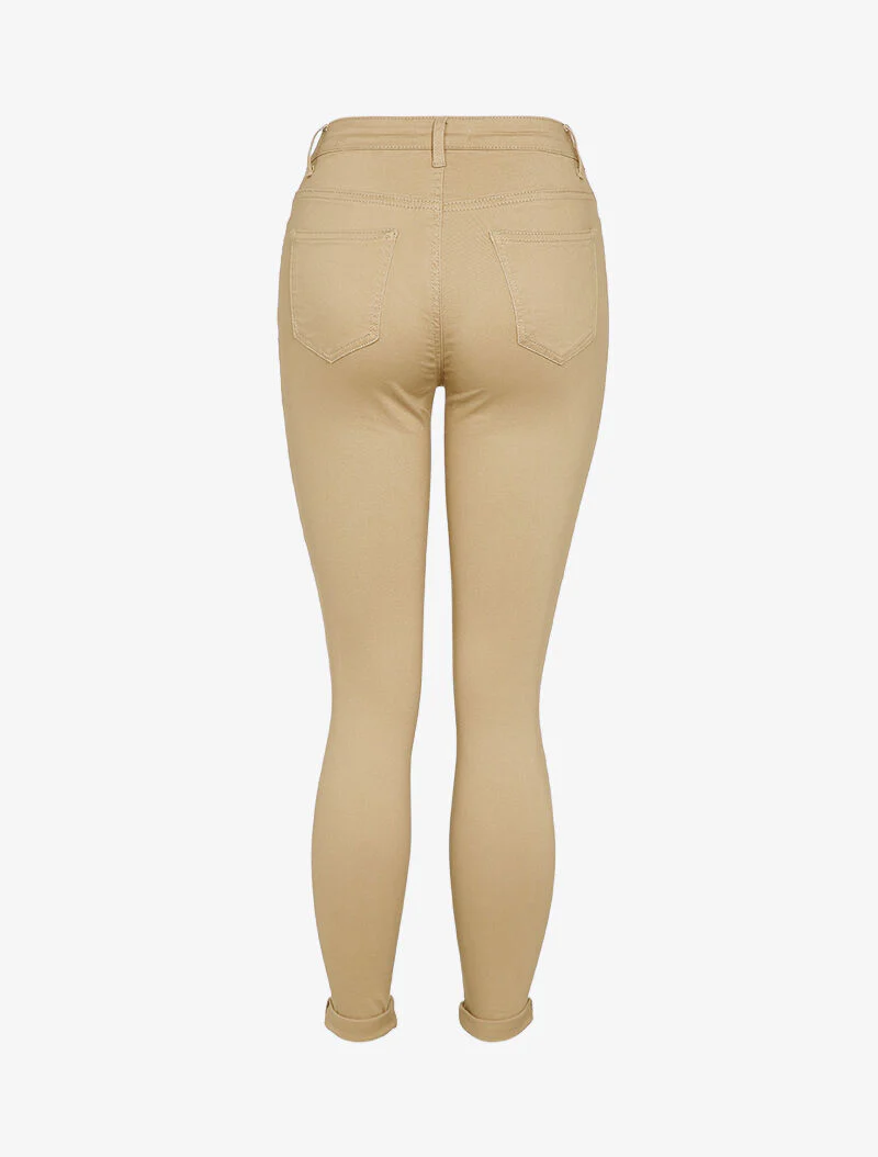 Slanke jeans met knoopsluiting - Beige - Image 2