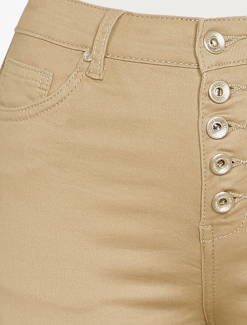 Slanke jeans met knoopsluiting - Beige - Image 3