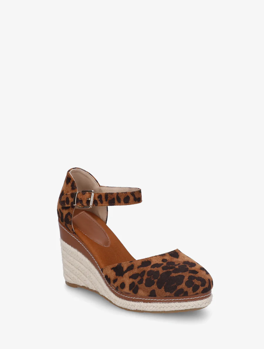 Sleehak espadrilles in suèdine met luipaardprint - Kameel - Image 2