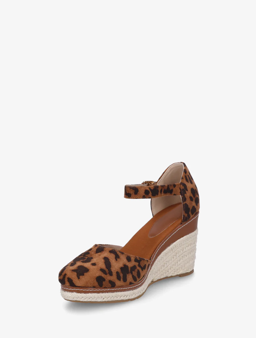 Sleehak espadrilles in suèdine met luipaardprint - Kameel - Image 3