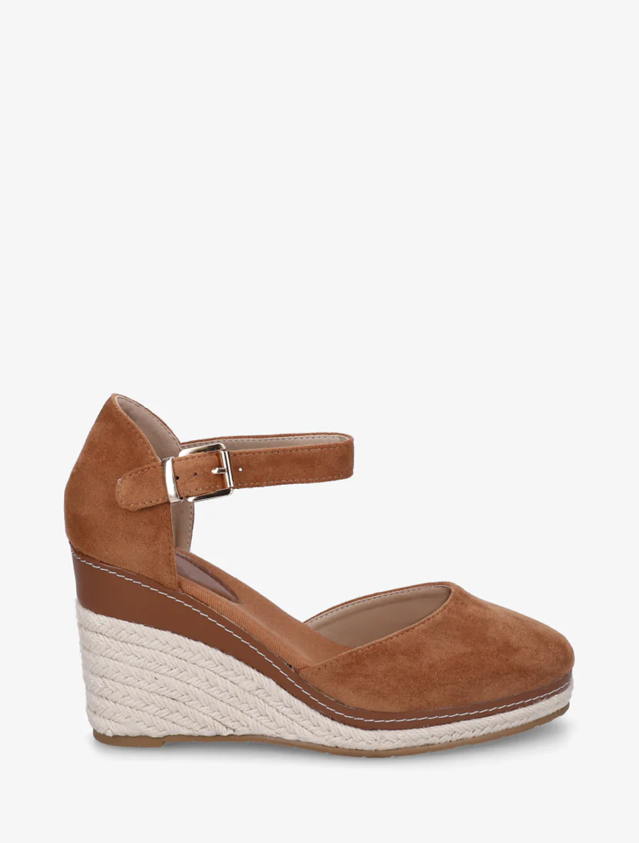 Sleehak espadrilles van suède - Kameel