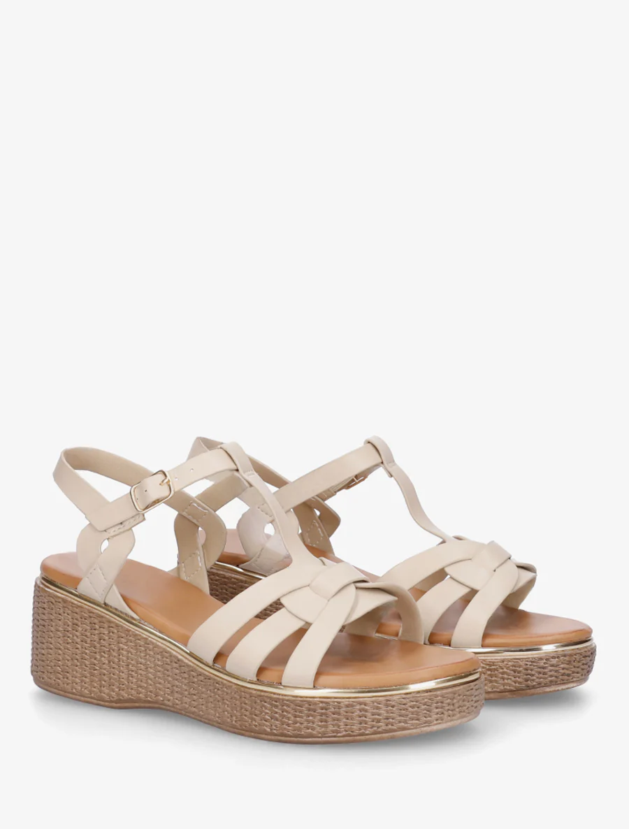 Sleehak sandalen in salomé stijl - Beige - Image 4