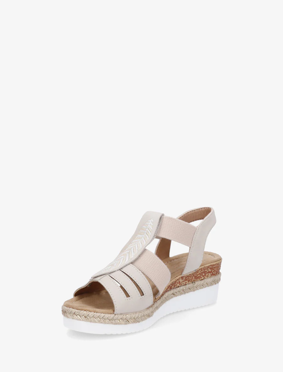 Sleehak sandalen met bladmotief - Beige - Image 3
