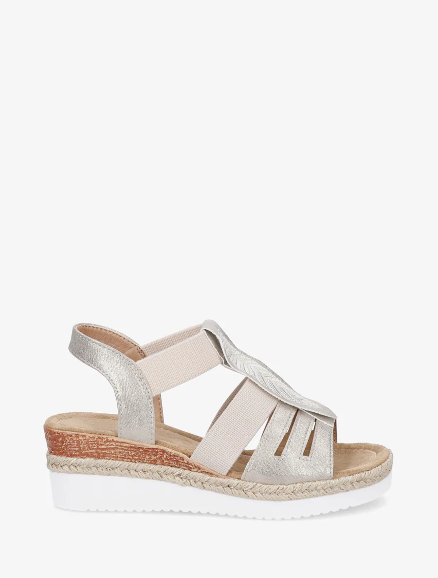 Sleehak sandalen met bladmotief - Goud