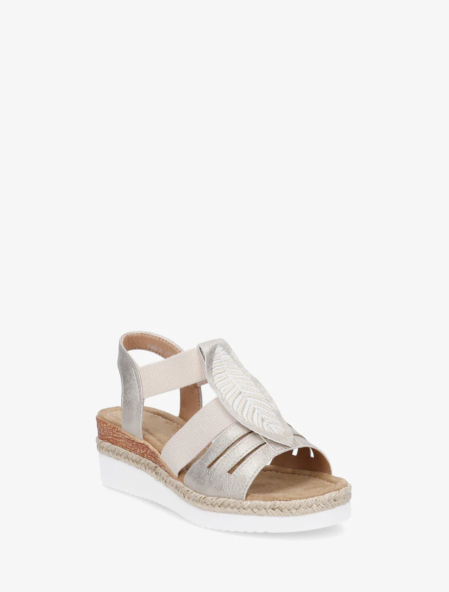Sleehak sandalen met bladmotief - Goud - Image 2