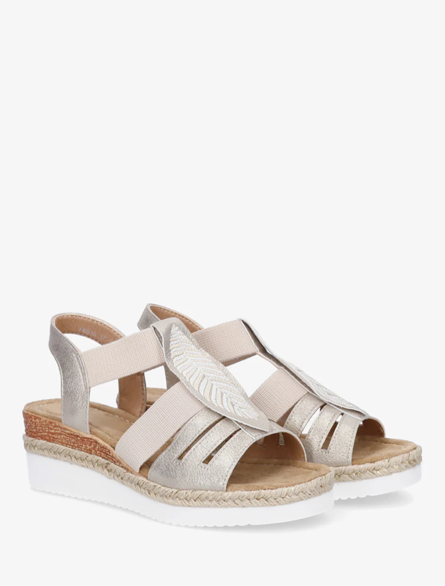 Sleehak sandalen met bladmotief - Goud - Image 4