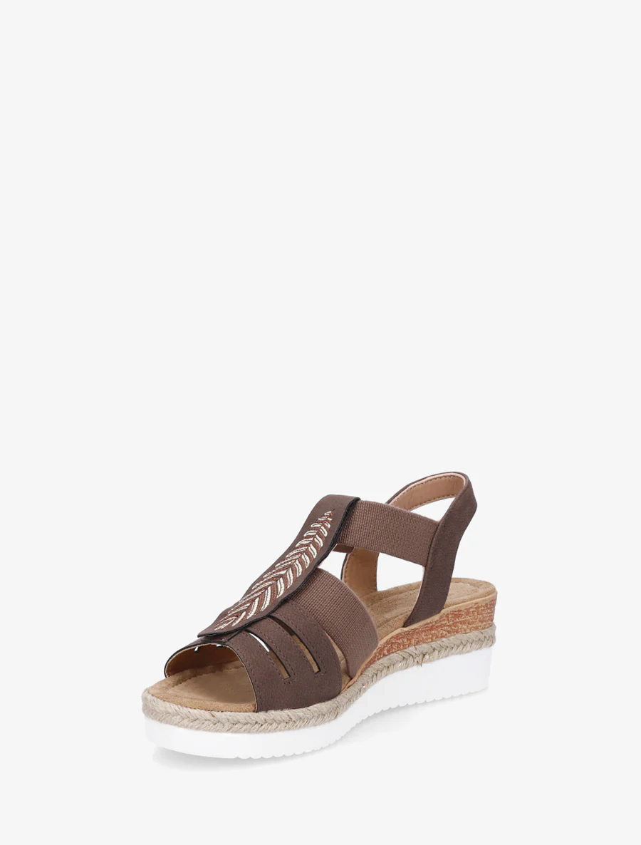 Sleehak sandalen met bladmotief - Bruin - Image 3