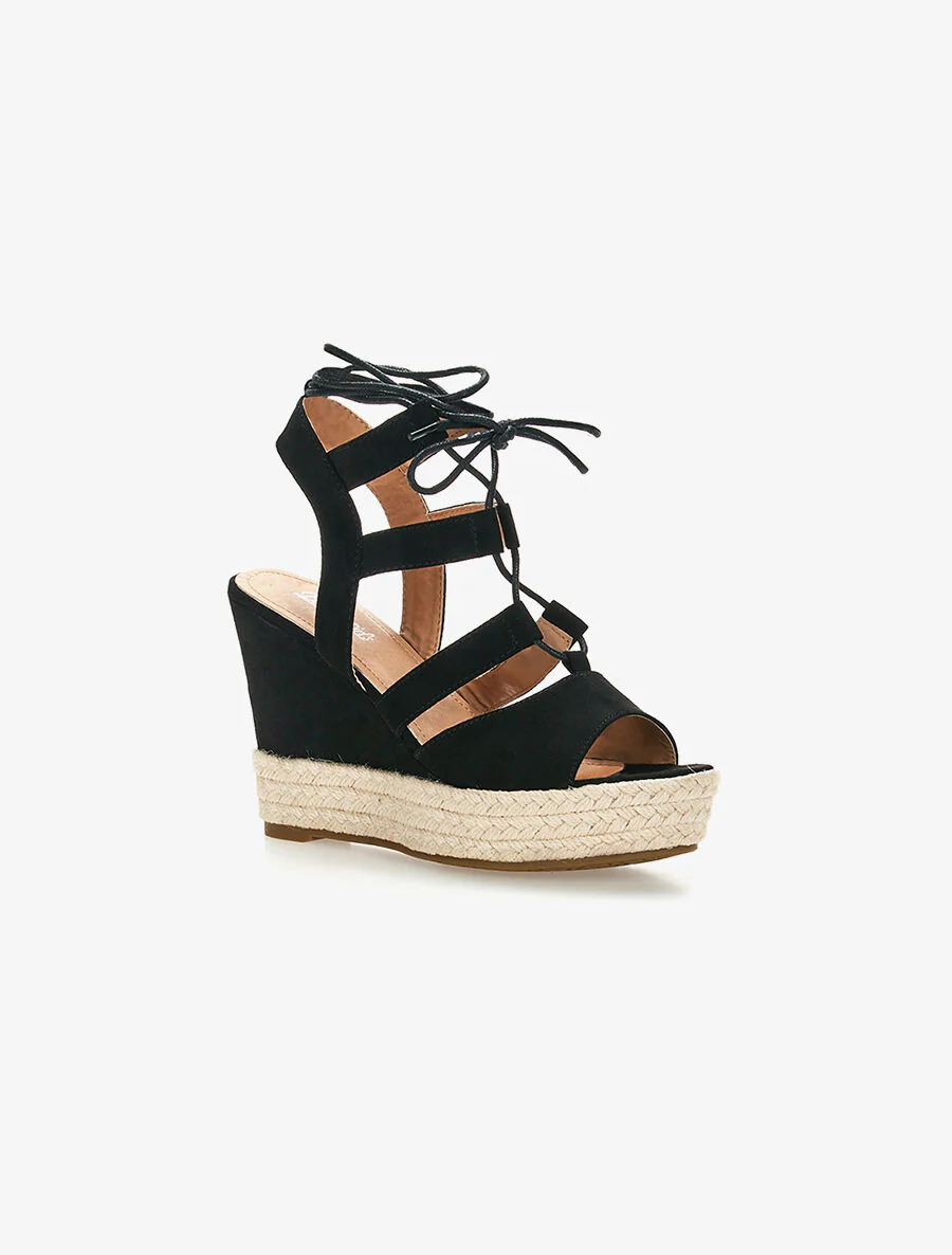 Verhoogde gladiatorsandalen - zwart - Image 2