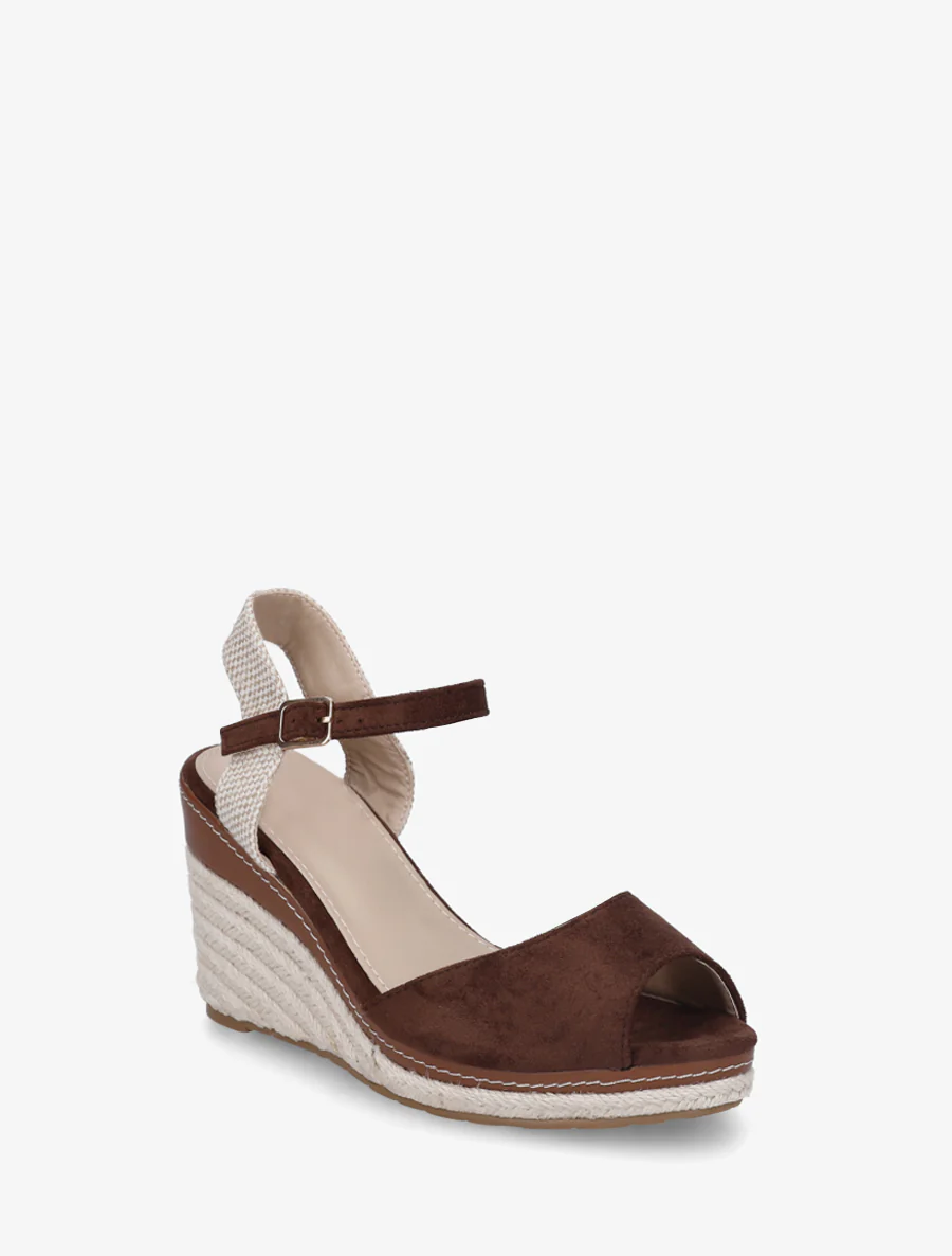 Sleehaksandalen met dambordpatroon en hielstuk - Bruin - Image 2