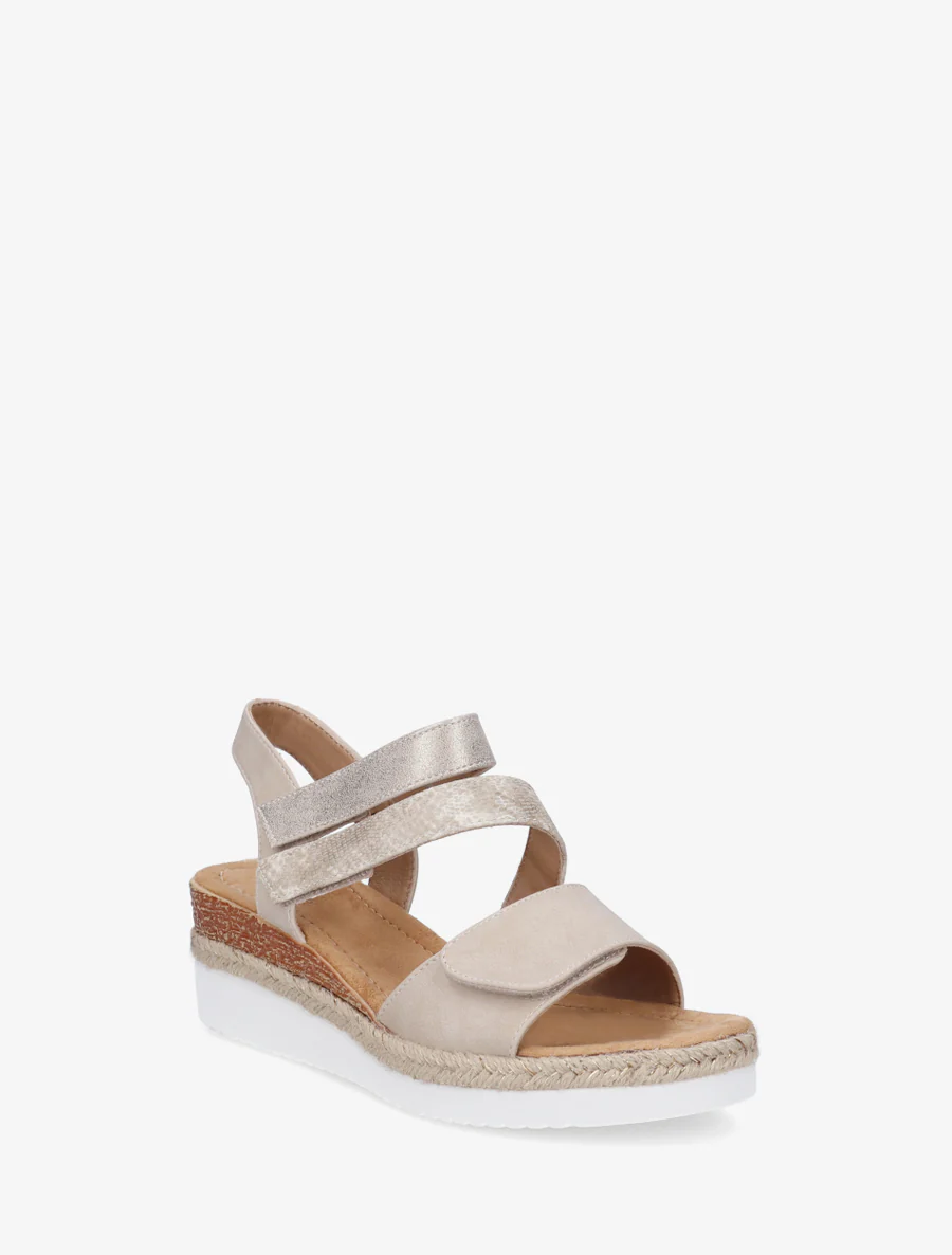 Sleehaksandalen met klittenband - Beige - Image 2