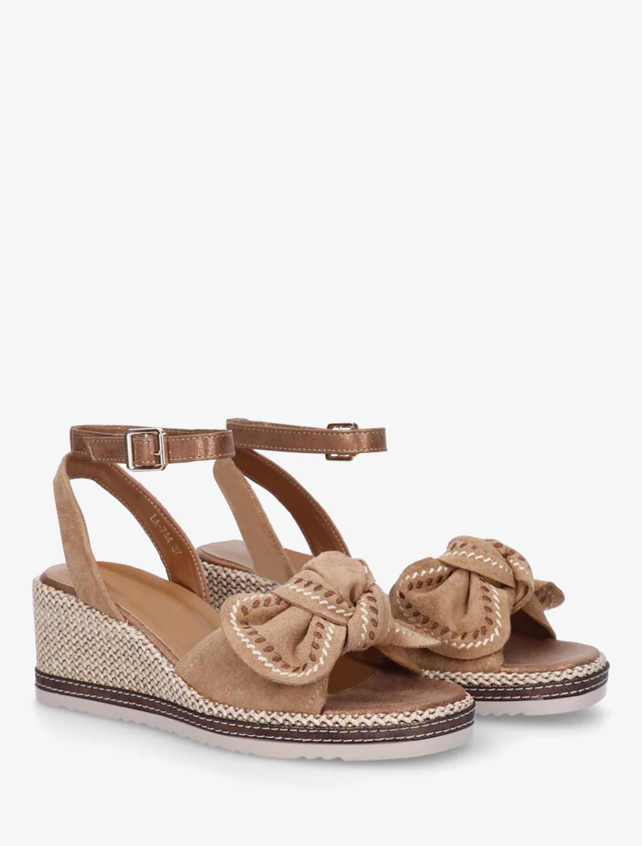 Sleehaksandalen met strik - Kameel - Image 4