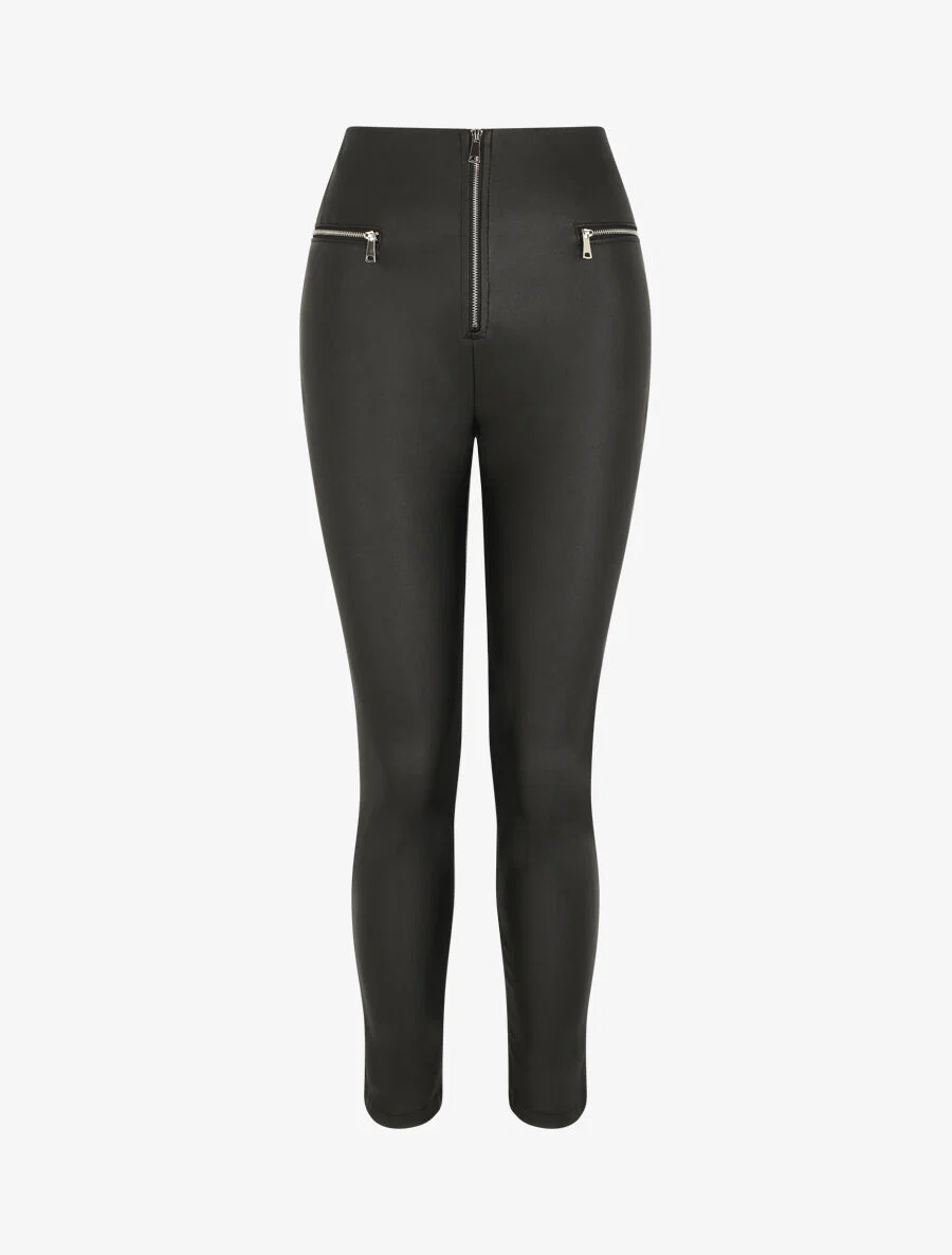 Slim broek van imitatieleer - zwart