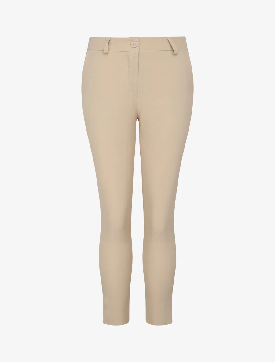 Slim fit 7/8 standaard maat broek - Beige